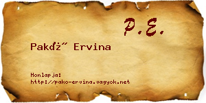Pakó Ervina névjegykártya